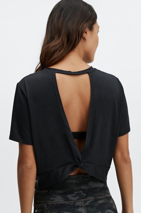 tr Fabletics kadınlar eko-bilinçli arkası bükümlü kısa kollu tişört siyah 40R06B2050