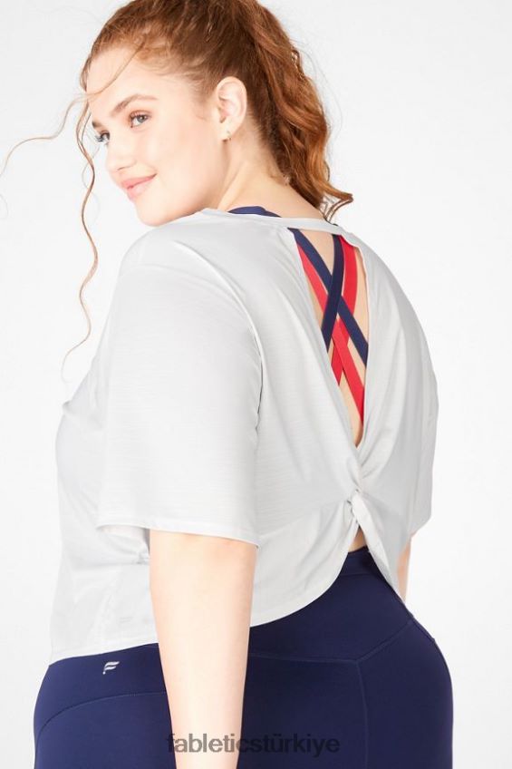 tr Fabletics kadınlar eko-bilinçli bükümlü arka tişört diş 40R06B2115