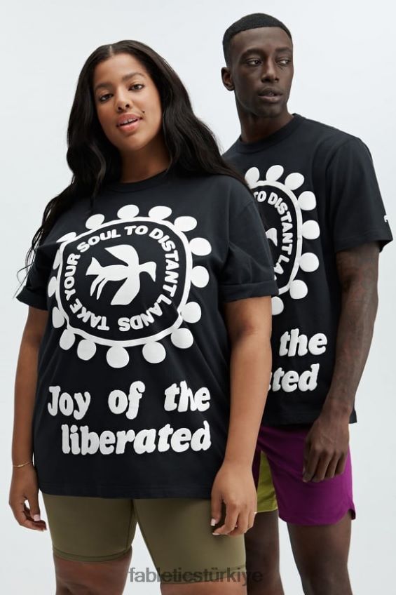 tr Fabletics kadınlar festac 77' üniseks tişört siyah 40R06B2077