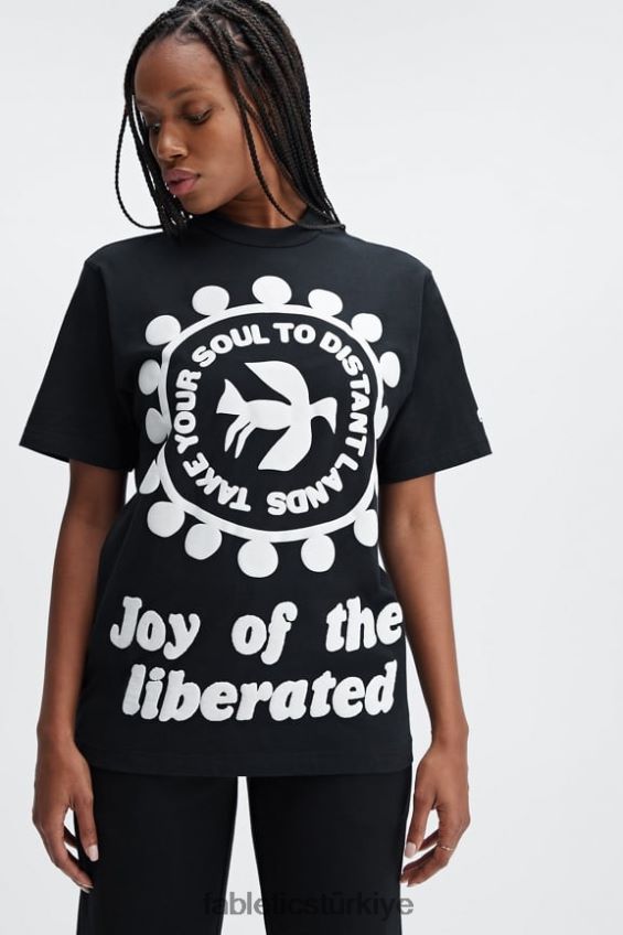 tr Fabletics kadınlar festac 77\' üniseks tişört siyah 40R06B2077