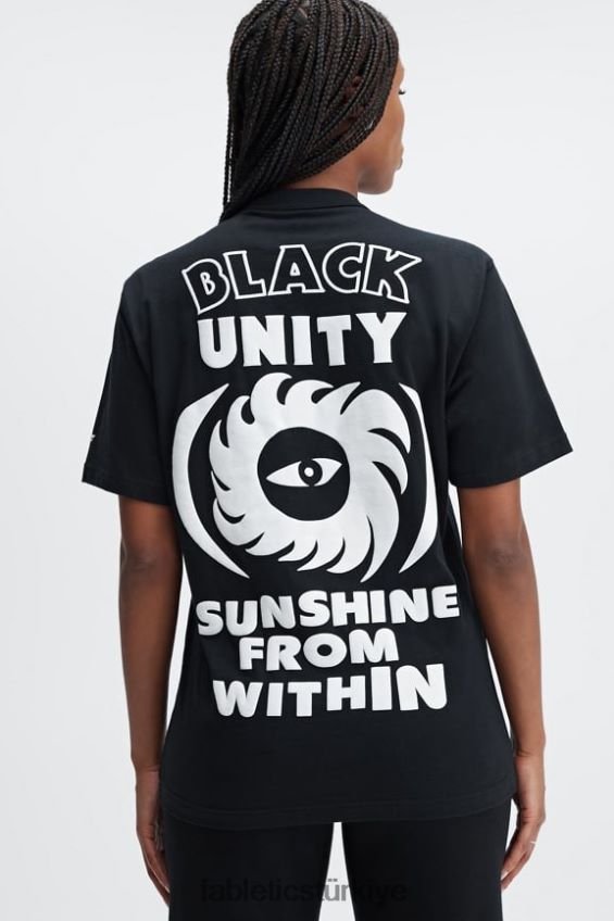 tr Fabletics kadınlar festac 77\' üniseks tişört siyah 40R06B2077