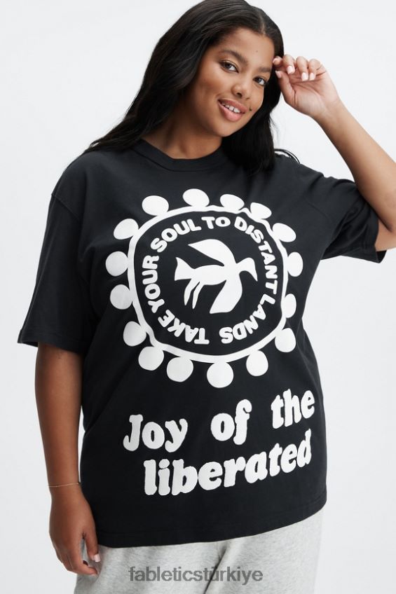 tr Fabletics kadınlar festac 77\' üniseks tişört siyah 40R06B2077