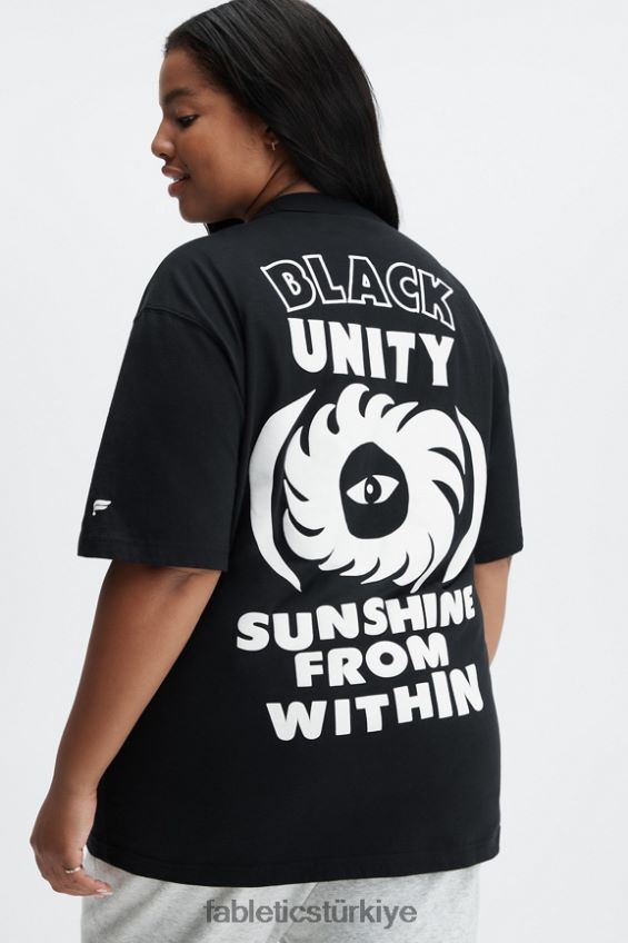 tr Fabletics kadınlar festac 77\' üniseks tişört siyah 40R06B2077