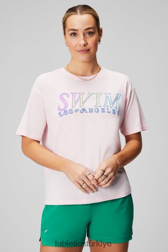tr Fabletics kadınlar kısa kollu eski tişört yumuşak pembe/grafik 40R06B1962