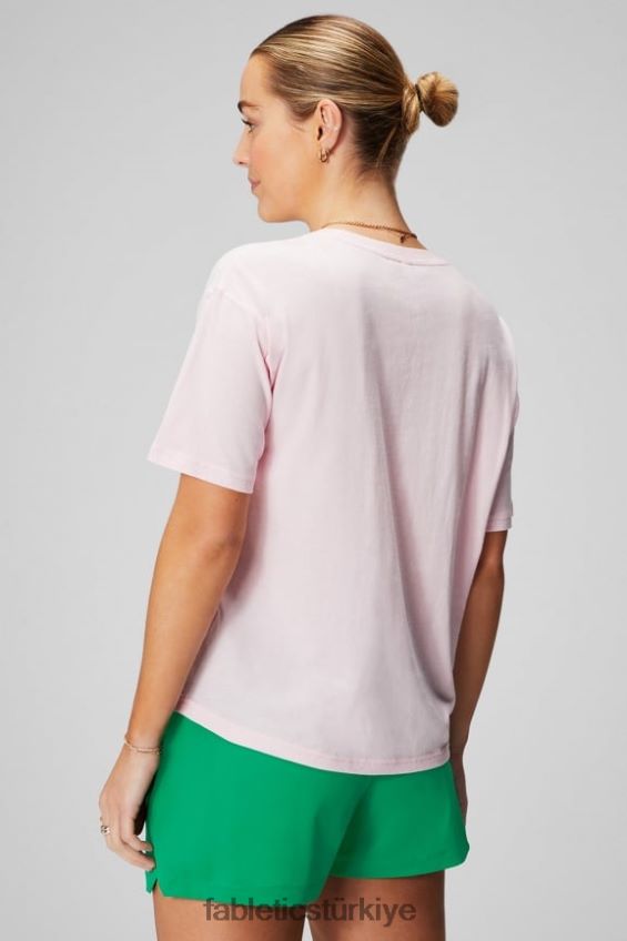 tr Fabletics kadınlar kısa kollu eski tişört yumuşak pembe/grafik 40R06B1962