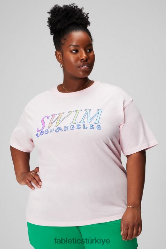tr Fabletics kadınlar kısa kollu eski tişört yumuşak pembe/grafik 40R06B1963
