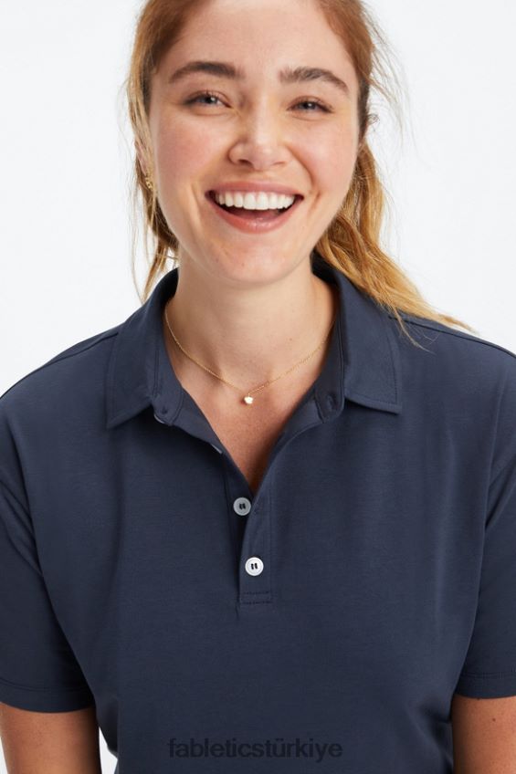 tr Fabletics kadınlar kısa kollu polo klasik donanma 40R06B2002