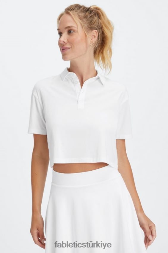 tr Fabletics kadınlar kısa kollu polo parlak beyaz 40R06B2001