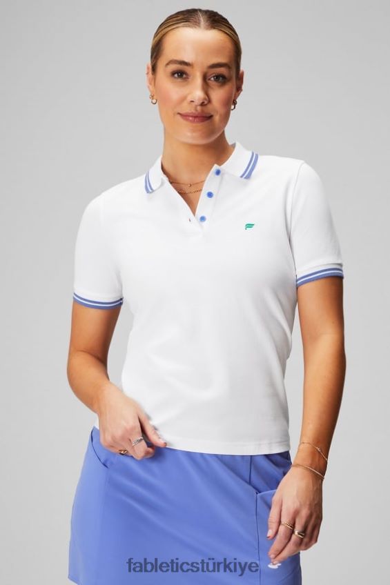 tr Fabletics kadınlar klasik pike kısa kollu polo klasik beyaz/salyangozu zımbası 40R06B1964