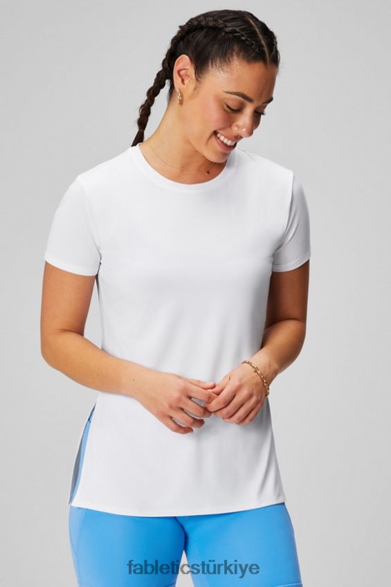 tr Fabletics kadınlar kuru esnek kısa kollu tunik klasik beyaz 40R06B1972