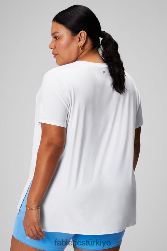 tr Fabletics kadınlar kuru esnek kısa kollu tunik klasik beyaz 40R06B1973