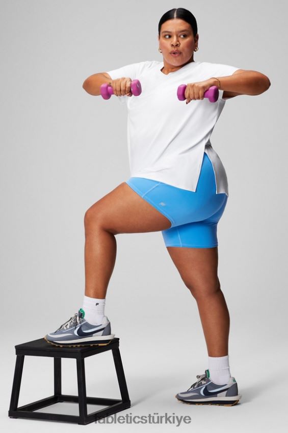 tr Fabletics kadınlar kuru esnek kısa kollu tunik klasik beyaz 40R06B1973