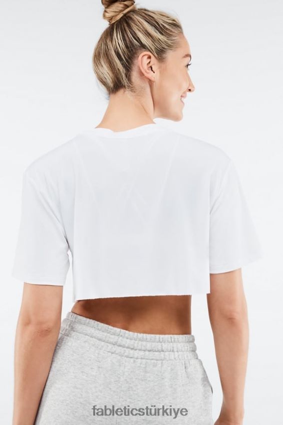 tr Fabletics kadınlar kuru esnek ultra kısa kollu kısa kollu tişört beyaz 40R06B1954