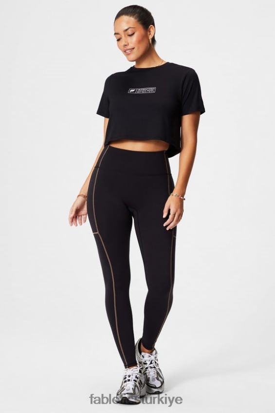 tr Fabletics kadınlar kuru esnek ultra kısa kollu kısa kollu tişört siyah/klasik beyaz 40R06B1953