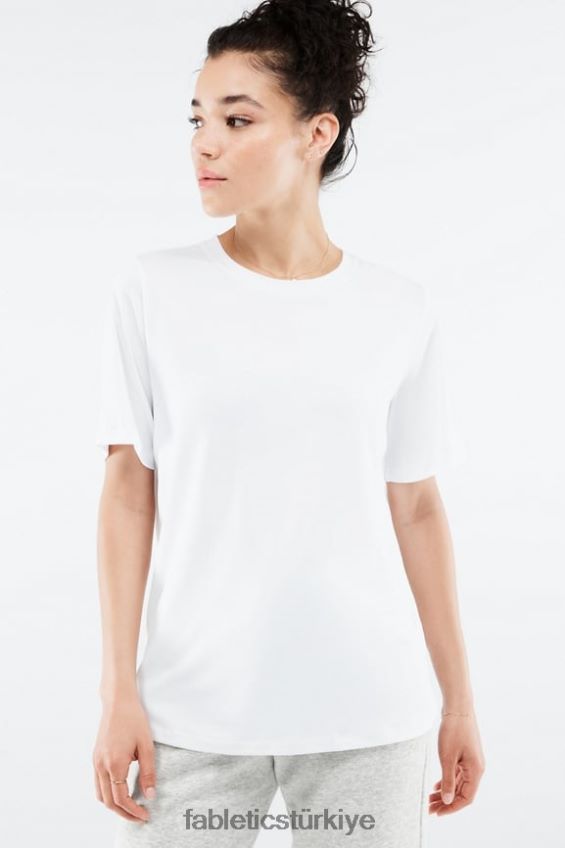 tr Fabletics kadınlar kuru esnek uzun tişört beyaz 40R06B2042