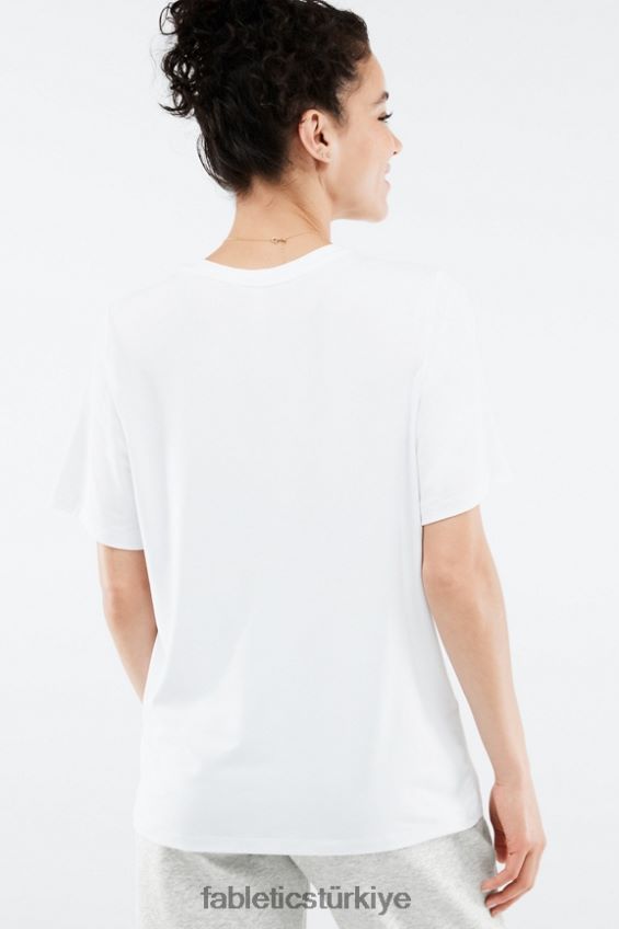 tr Fabletics kadınlar kuru esnek uzun tişört beyaz 40R06B2042
