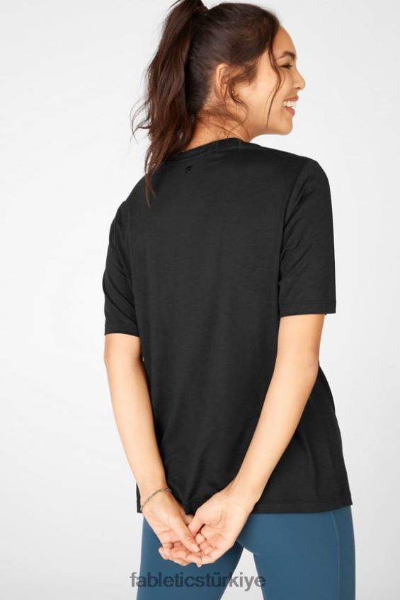 tr Fabletics kadınlar kuru esnek uzun tişört siyah 40R06B2044