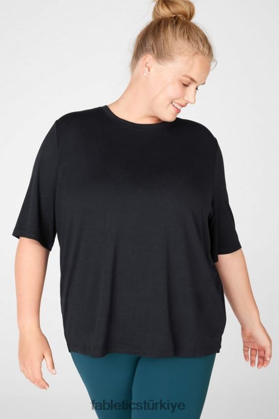 tr Fabletics kadınlar kuru esnek uzun tişört siyah 40R06B2045