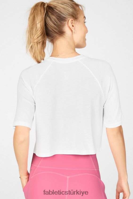 tr Fabletics kadınlar loveday kısa kollu raglan tişört beyaz 40R06B2091
