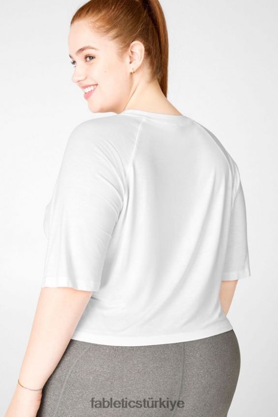 tr Fabletics kadınlar loveday kısa kollu raglan tişört beyaz 40R06B2113