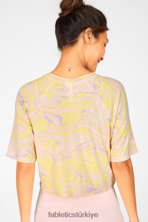 tr Fabletics kadınlar loveday kısa kollu raglan tişört mermer 40R06B2092