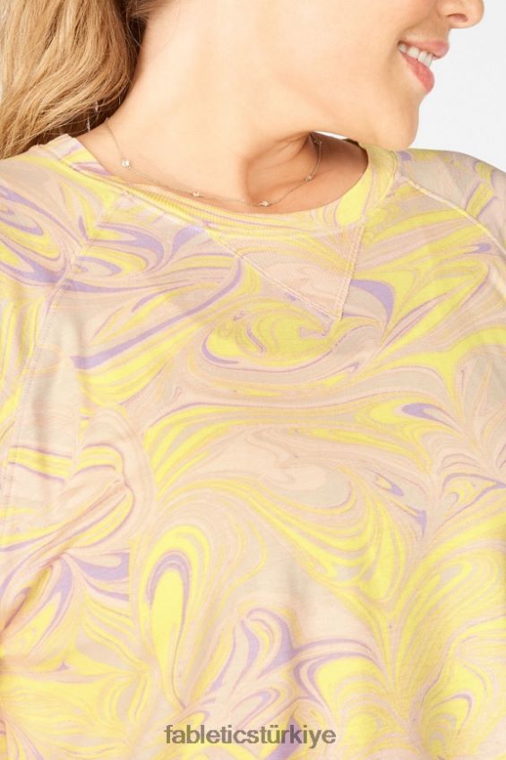 tr Fabletics kadınlar loveday kısa kollu raglan tişört mermer 40R06B2093