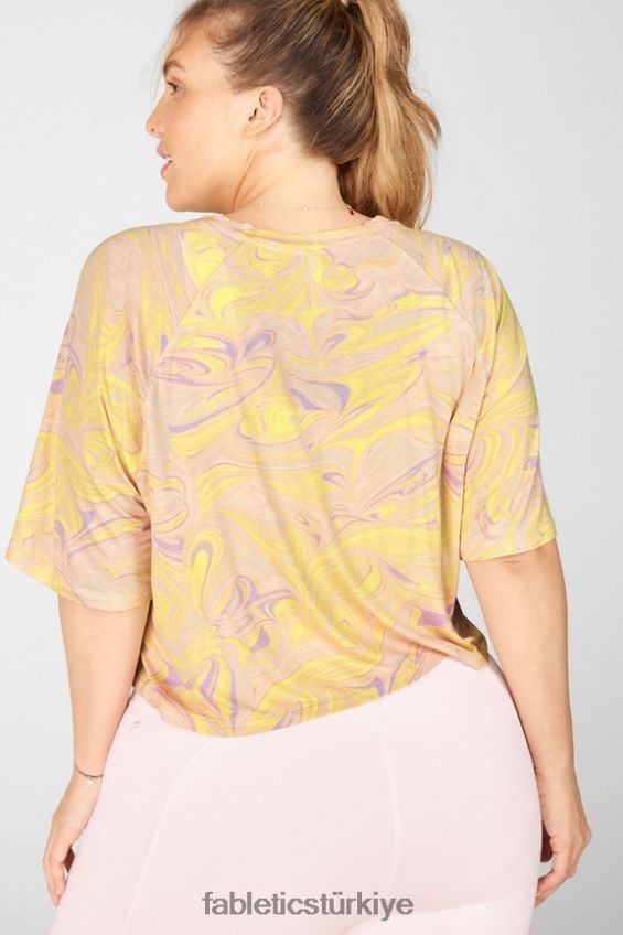 tr Fabletics kadınlar loveday kısa kollu raglan tişört mermer 40R06B2093