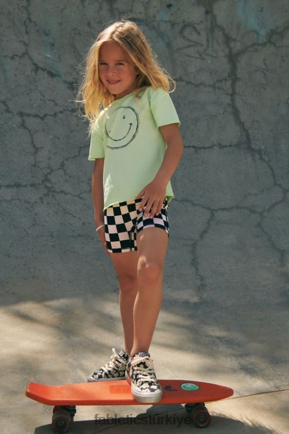 tr Fabletics kadınlar mini aliah kısa kollu vintage tişört aloe/siyah 40R06B2026