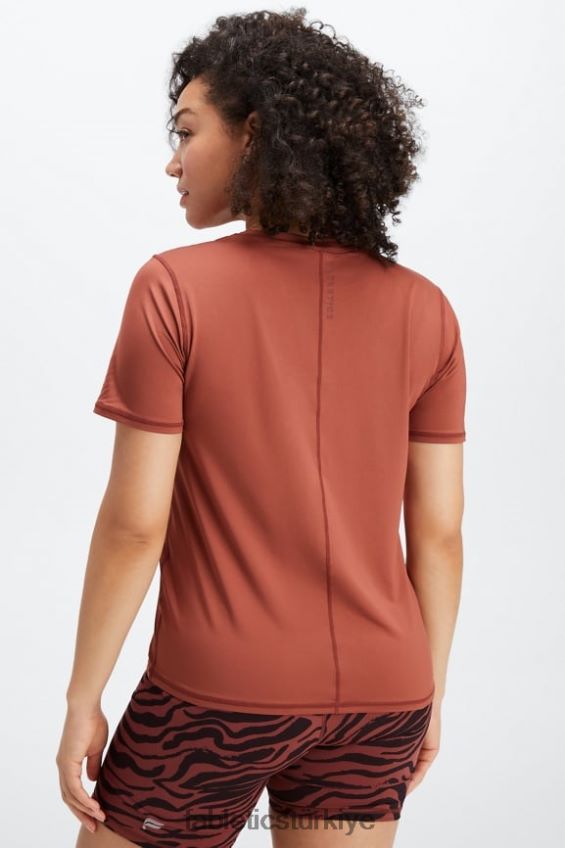 tr Fabletics kadınlar phoenix lite kısa kollu üst maun/maun 40R06B1979