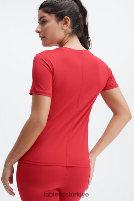 tr Fabletics kadınlar phoenix lite kısa kollu üst yüksek kırmızı 40R06B1978