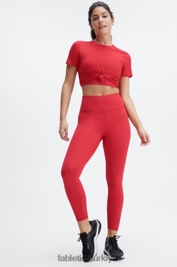 tr Fabletics kadınlar phoenix lite kısa kollu üst yüksek kırmızı 40R06B1978