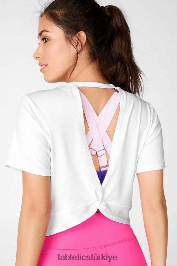 tr Fabletics kadınlar pia powertouch hafif bükümlü arka tişört beyaz 40R06B2102