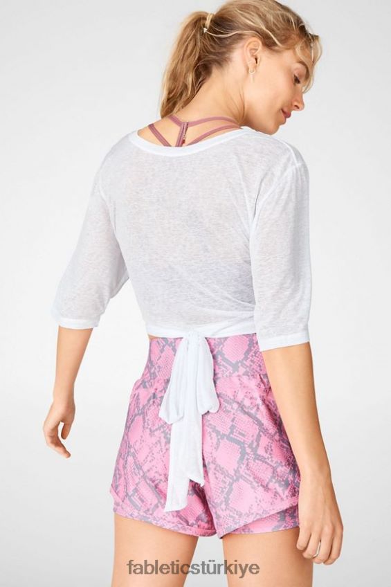 tr Fabletics kadınlar ryan kısa kollu kravatlı tişört beyaz 40R06B2062