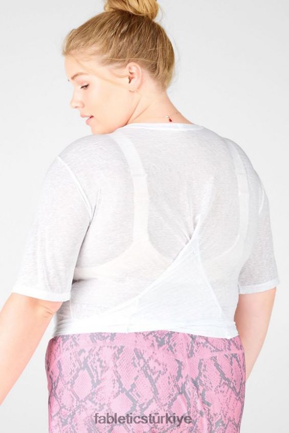 tr Fabletics kadınlar ryan kısa kollu kravatlı tişört beyaz 40R06B2063