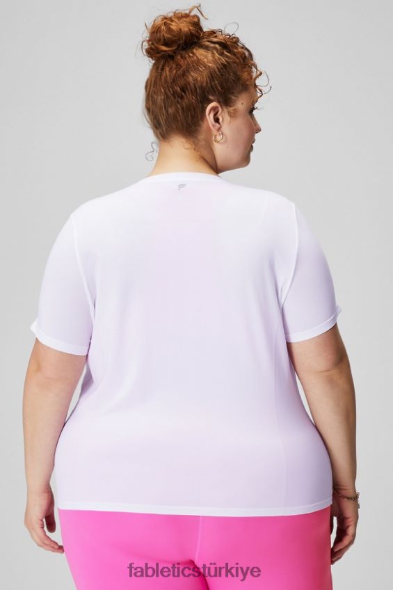 tr Fabletics kadınlar tüy teknolojisi kısa kollu üst klasik beyaz 40R06B1951