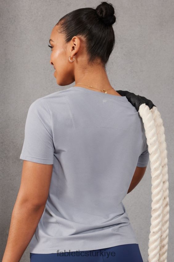tr Fabletics kadınlar tüy teknolojisi kısa kollu üst klasik gri melanj 40R06B1949