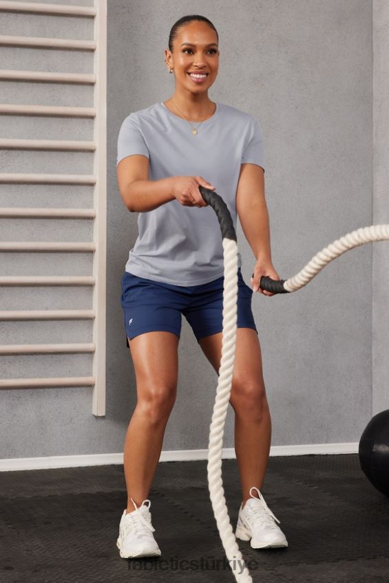 tr Fabletics kadınlar tüy teknolojisi kısa kollu üst klasik gri melanj 40R06B1949