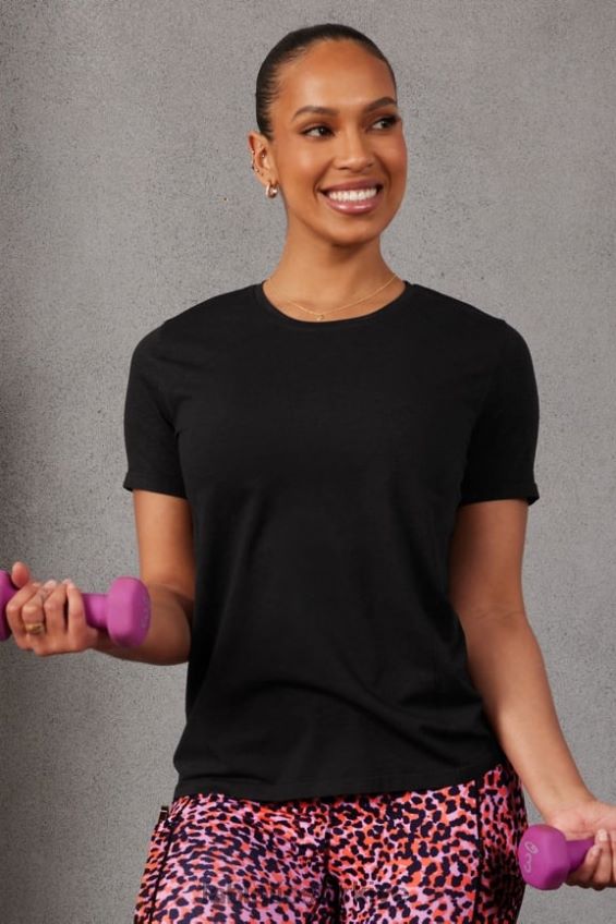 tr Fabletics kadınlar tüy teknolojisi kısa kollu üst siyah 40R06B1948