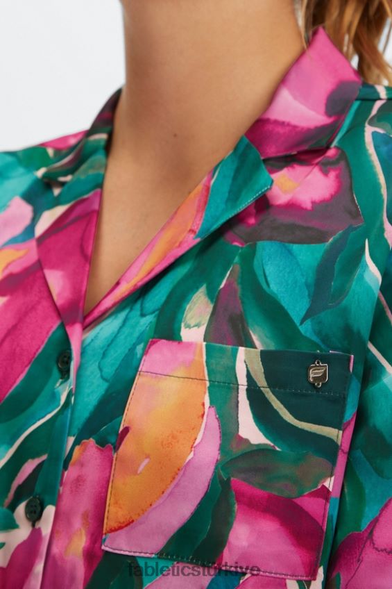 tr Fabletics kadınlar uyku düğmesi aşağı boyalı laleler 40R06B2033