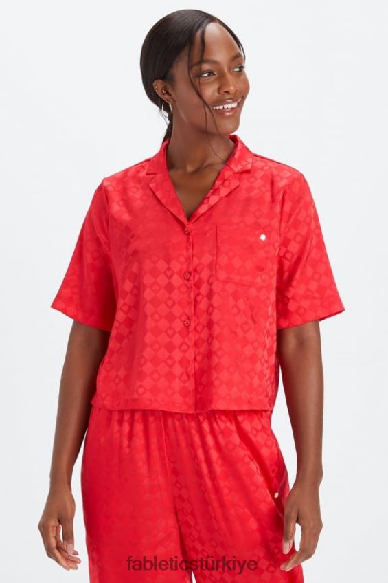 tr Fabletics kadınlar uyku düğmesi aşağı kalplerin kraliçesi 40R06B1987