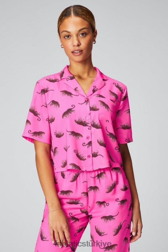 tr Fabletics kadınlar uyku düğmesi aşağı vahşi Kalpler 40R06B1988