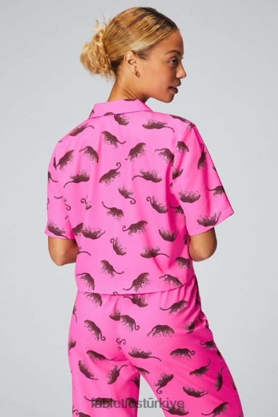 tr Fabletics kadınlar uyku düğmesi aşağı vahşi Kalpler 40R06B1988