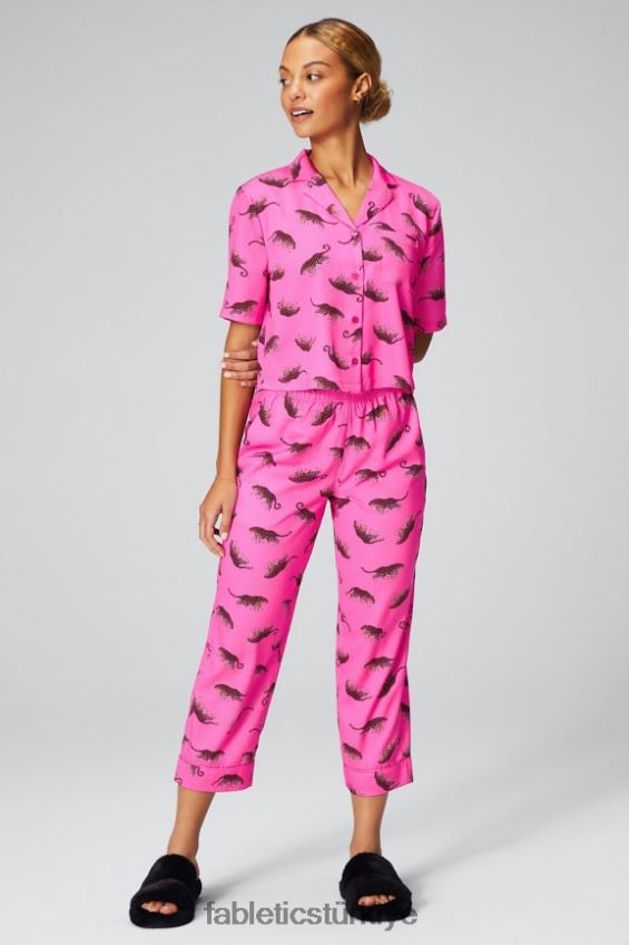 tr Fabletics kadınlar uyku düğmesi aşağı vahşi Kalpler 40R06B1988