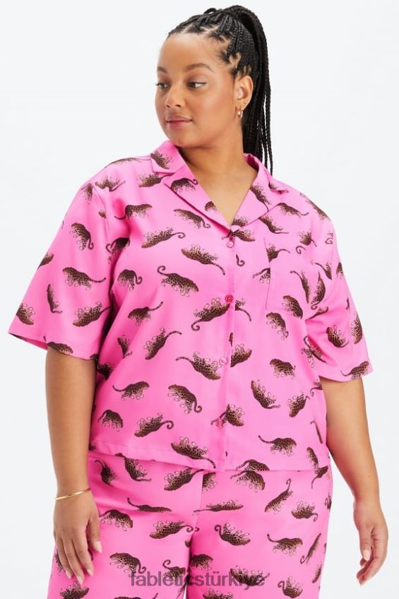 tr Fabletics kadınlar uyku düğmesi aşağı vahşi Kalpler 40R06B1989