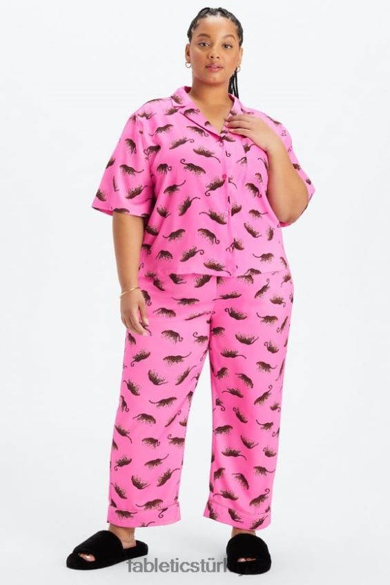 tr Fabletics kadınlar uyku düğmesi aşağı vahşi Kalpler 40R06B1989