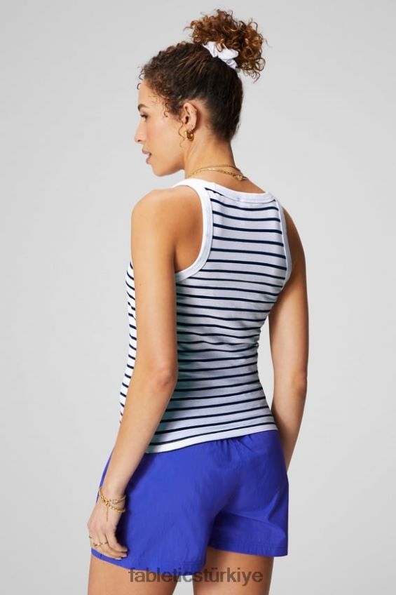 tr Fabletics kadınlar %100 pamuk kepçe tankı fransız şerit/tutku turuncu 40R06B2156