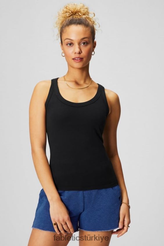 tr Fabletics kadınlar %100 pamuk kepçe tankı siyah 40R06B2157
