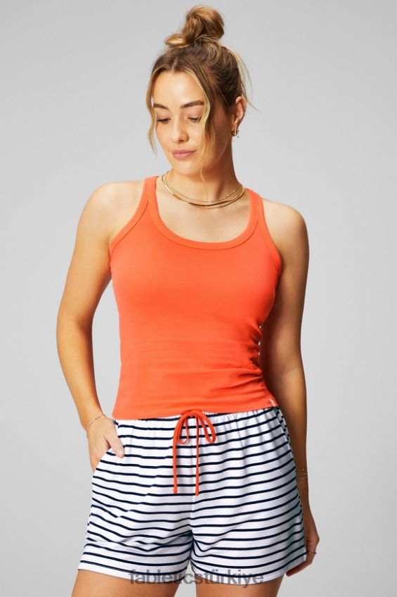 tr Fabletics kadınlar %100 pamuk kepçe tankı tutku turuncusu/klasik beyaz 40R06B2163