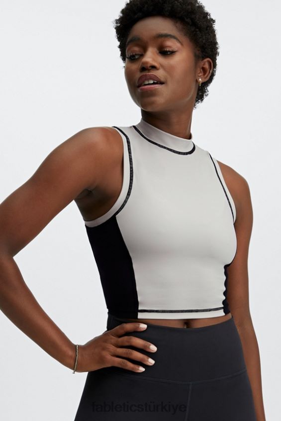 tr Fabletics kadınlar Giana sahte boyunlu atlet kül/siyah 40R06B2302