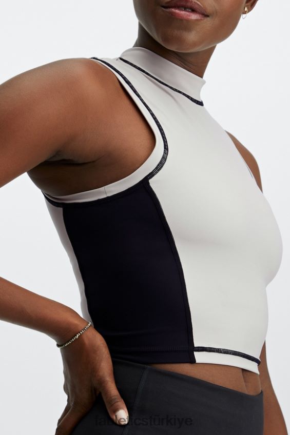 tr Fabletics kadınlar Giana sahte boyunlu atlet kül/siyah 40R06B2302